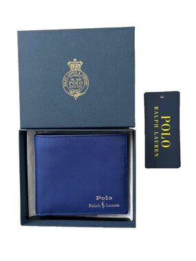 Polo Ralph Lauren Leather Logo Blue Wallet Cardholder BiFold